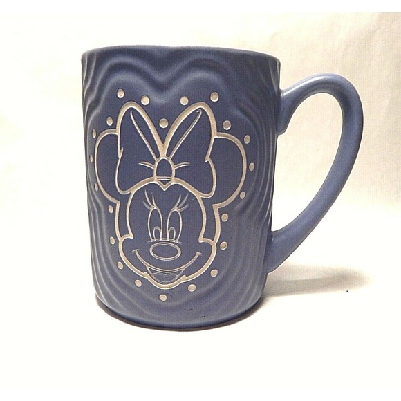 Walt Disney Parks Blue Minnie Mouse Coffee Mug Raised Design - Picture 1 of 10